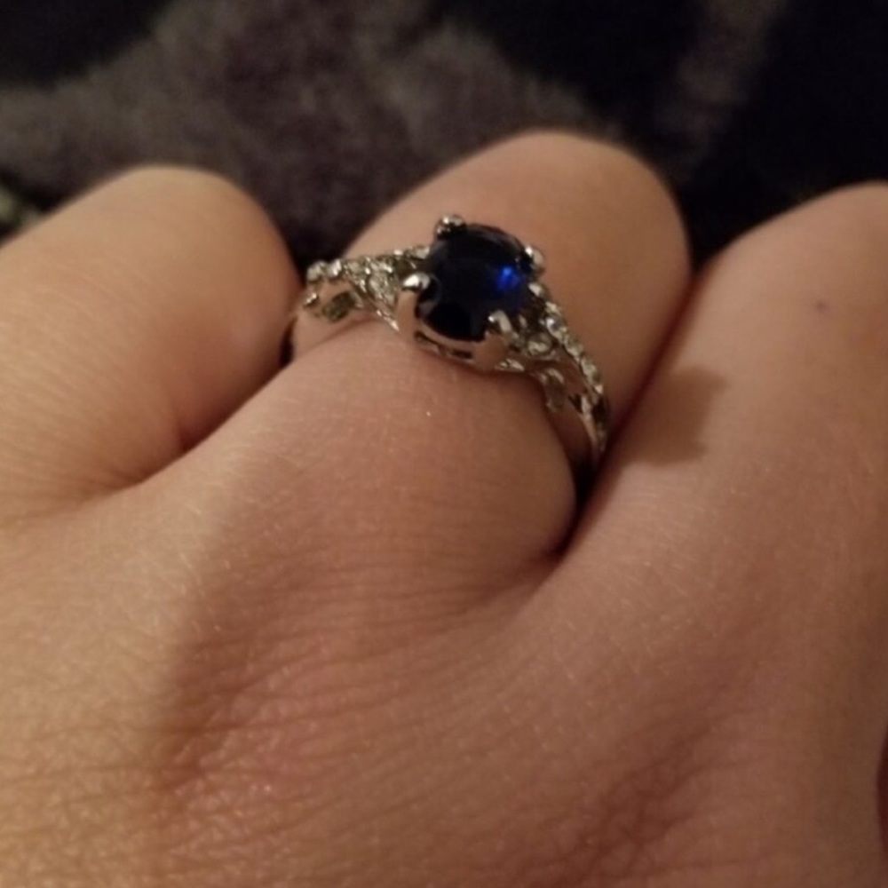 💖 925 Sterling Silver Cushion Cut Sapphire Ring - Picture 6 of 6